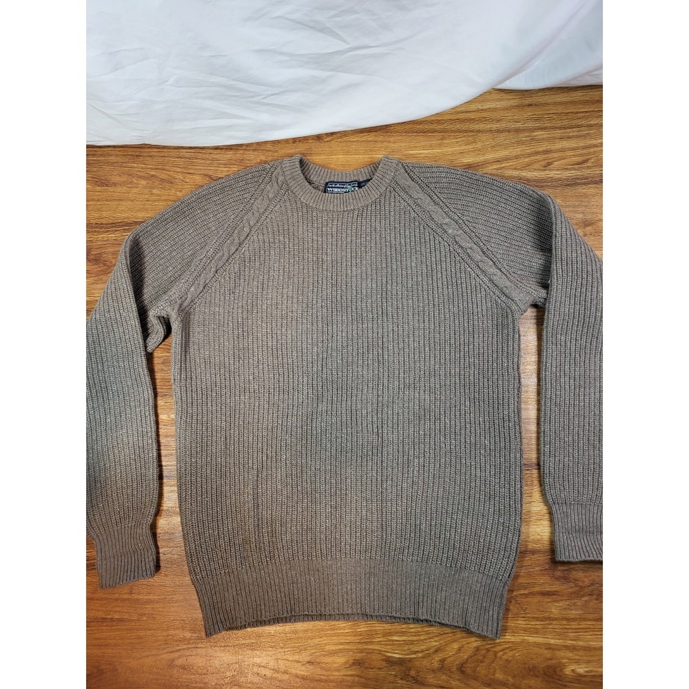 Vintage Woodstock By Bernard Brown Ribbed Wool Cotton Blend Crew Neck Sweater LT